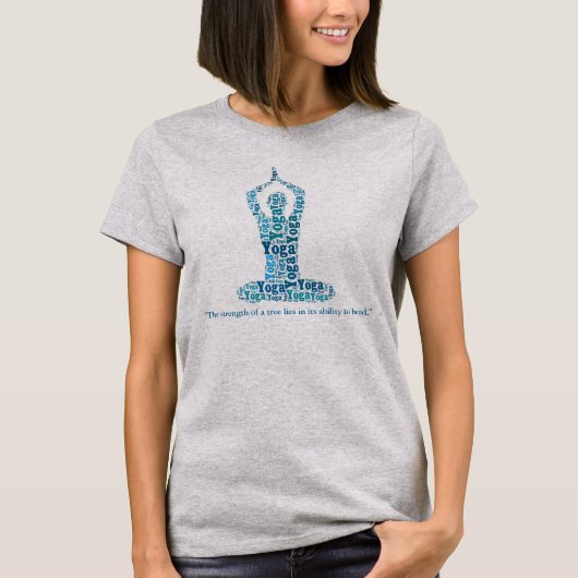 Yoga Lotus Pose met Zen Proverb in Blues T-shirt (Voorkant)