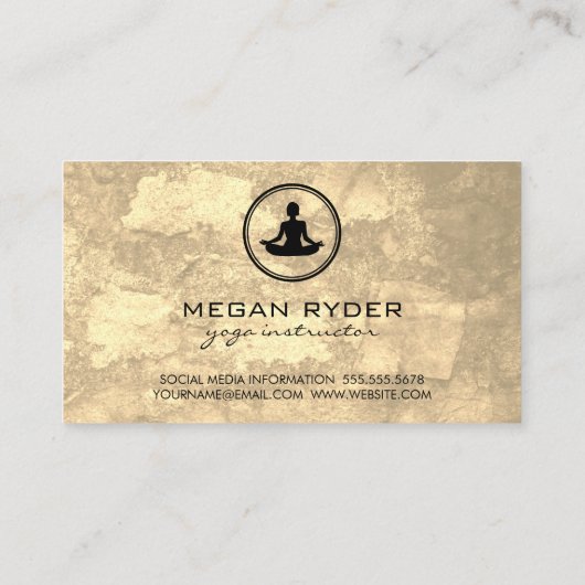 Yoga Lotus Pose Sepia Texture Visitekaartje (Achterkant)
