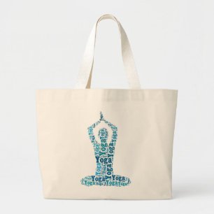Yoga Lotus Pose Word Cloud Zen Grote Tote Bag