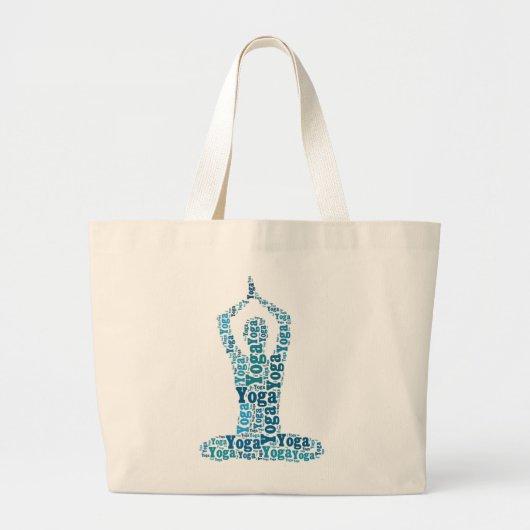 Yoga Lotus Pose Word Cloud Zen Grote Tote Bag (Voorkant)