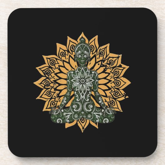 Yoga Lotus Pose Zen Graphic Bier Onderzetter (Voorkant)