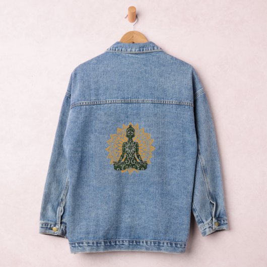 Yoga Lotus Pose Zen Graphic Denim Jacket (Hangar)