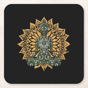 Yoga Lotus Pose Zen Graphic Kartonnen Onderzetters