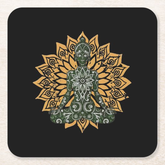 Yoga Lotus Pose Zen Graphic Kartonnen Onderzetters (Voorkant)