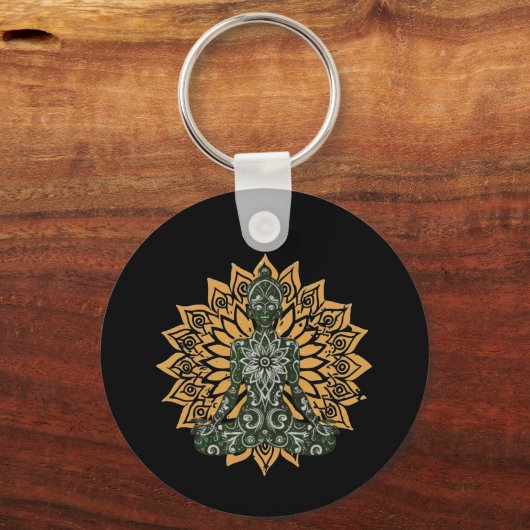 Yoga Lotus Pose Zen Graphic Sleutelhanger (Achterkant)