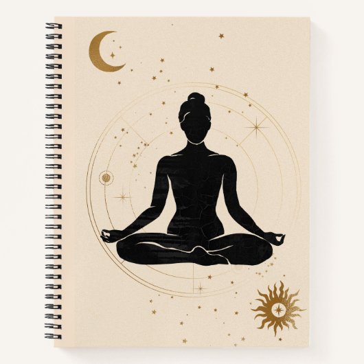 Yoga lotus position silhouette zen journal collage notitieboek (Voorkant)