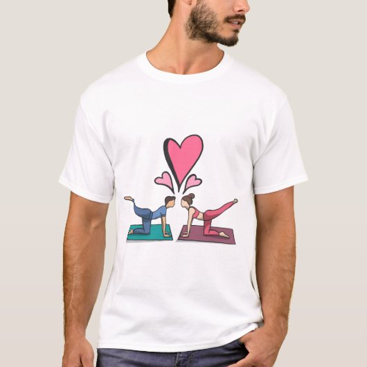 "Yoga Love" "Partner Pose" "Hart naar Hart" T-shirt (Voorkant)