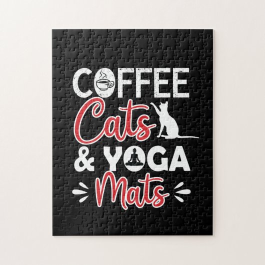 Yoga Lover | Koffiekat en yogha mats Legpuzzel (Verticaal)
