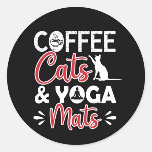 Yoga Lover | Koffiekat en yogha mats Ronde Sticker (Voorkant)