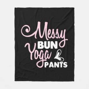 Yoga Lover Messy Bun Yoga Pants Fleece Deken