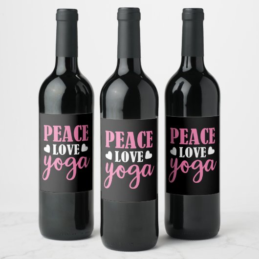 Yoga Lover | Peace Love Yoga Wijn Etiket (Flessen)