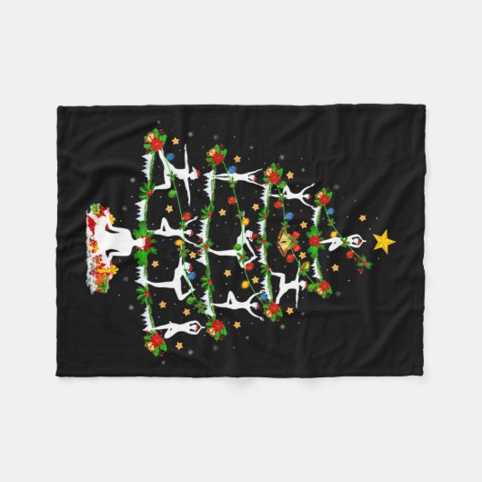 Yoga Lover Xmas Lighting Yoga Christmas Tree  Fleece Deken (Voorkant (Horizontaal))