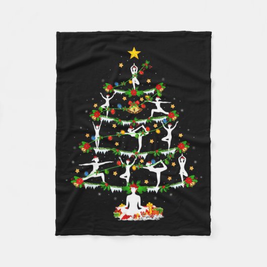 Yoga Lover Xmas Lighting Yoga Christmas Tree  Fleece Deken (Voorkant)