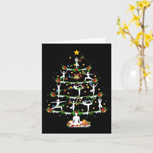 Yoga Lover Xmas Lighting Yoga Christmas Tree  Kaart (Gele Bloem)