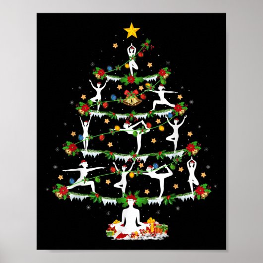 Yoga Lover Xmas Lighting Yoga Christmas Tree  Poster (Voorkant)
