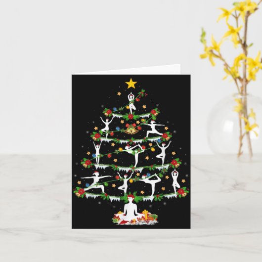 Yoga Lover Xmas Lighting Yoga Christmas Tree T Shi Kaart (Gele Bloem)