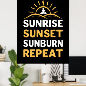 Yoga Lover | Yoga Sunrise Sunset Sunburn Repuit Poster (Thuiskantoor)
