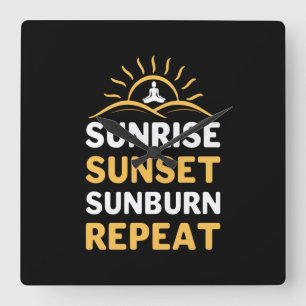Yoga Lover Yoga Sunrise Sunset Sunburn Repuit Vierkante Klok