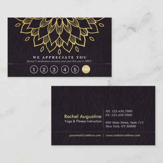 Yoga Loyalty 6 Punch Gold Mandala & Black Leather (Voorkant / Achterkant)