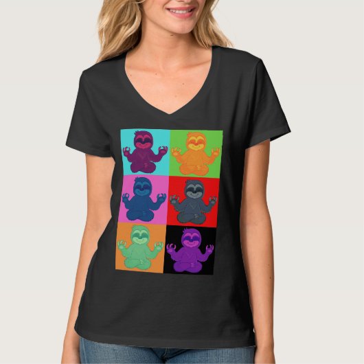 Yoga luiaard Pop Art Print T-shirt (Voorkant)