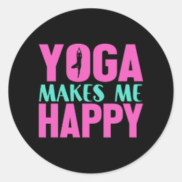 Yoga maakt me gelukkig T-Shirt Ronde Sticker