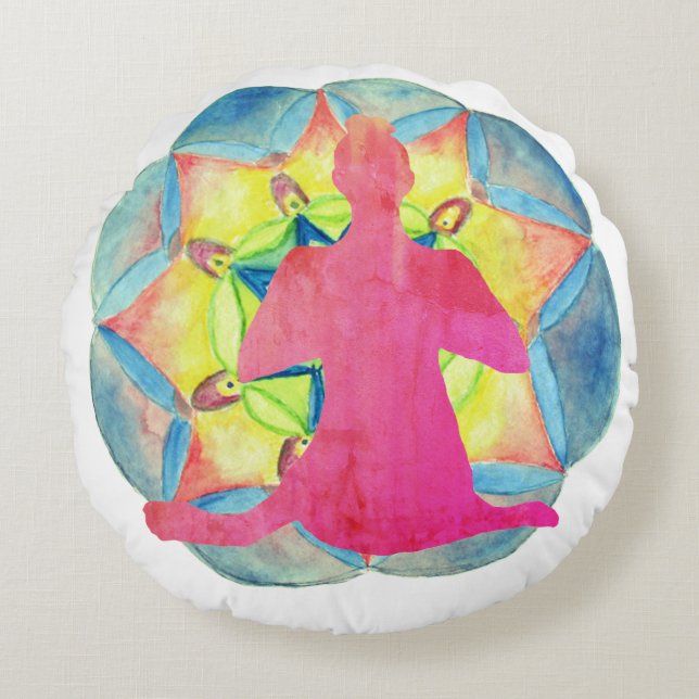 Yoga Mandala Kunst Kussen (Voorkant)