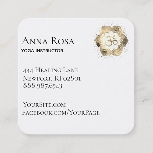 ** Yoga Mandala Lotus Reiki Leraar Op Massage Vierkante Visitekaartje (Achterkant)