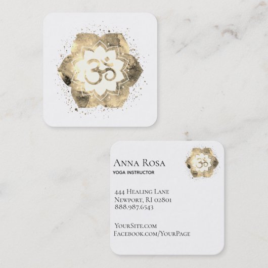 ** Yoga Mandala Lotus Reiki Leraar Op Massage Vierkante Visitekaartje (Voorkant / Achterkant)