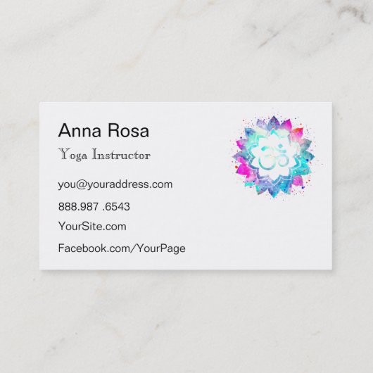 *~* Yoga Mandala OM Aum Lotus Teacher Instructor Visitekaartje (Achterkant)