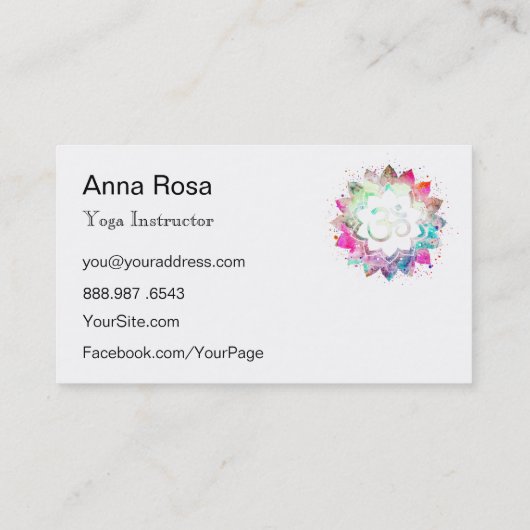 *~* Yoga Mandala OM Aum Lotus Teacher Instructor Visitekaartje (Achterkant)