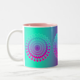 Yoga Mandala Optimistic Happy Rainbow Pastel Tweekleurige Koffiemok