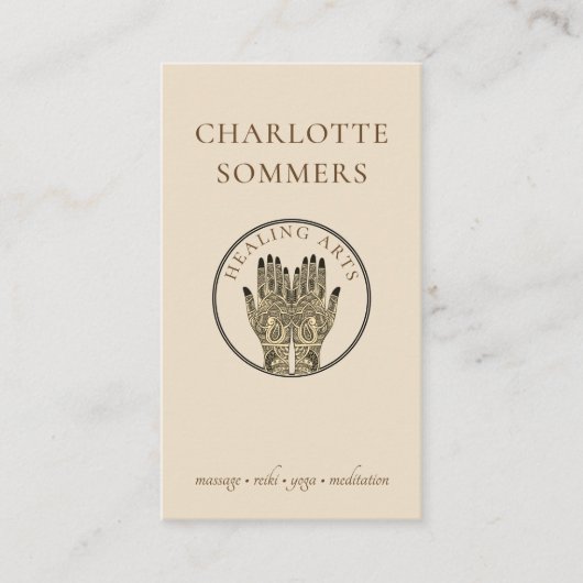 Yoga Massage Henna Hands Visitekaartje (Voorkant)