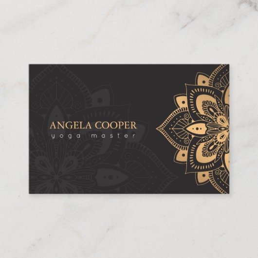 Yoga Master Gouden Bloemen Elegant Monogram Visitekaartje (Voorkant)