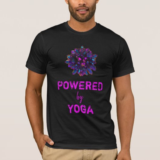 *~* Yoga Master Paarse Crystal Sphere Zwart T-shirt (Voorkant)