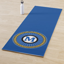 Yoga Mat - Blue Stripe gepersonaliseerd - Initiaal