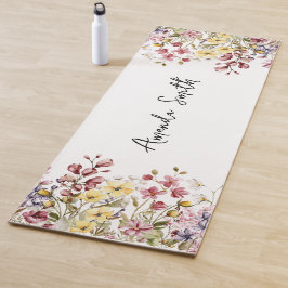Yoga Mat Floral Gepersonaliseerd naam Wild Flowers