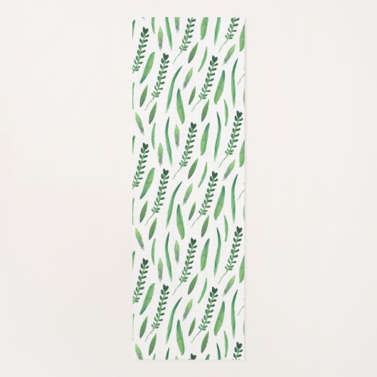 Yoga Mat - Green Leaves Pattern (Voorkant)