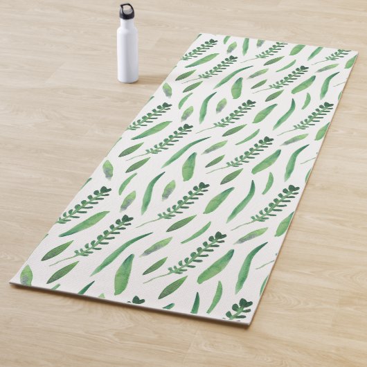 Yoga Mat - Green Leaves Pattern (In situ)