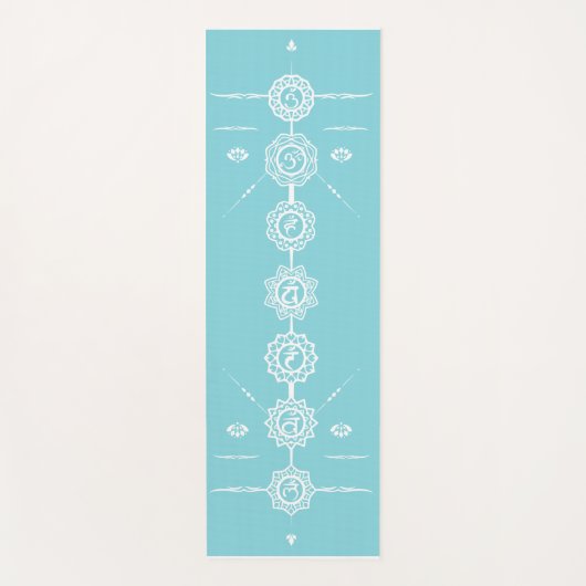 Yoga mat guide 7 Chakraan blue design (Voorkant)