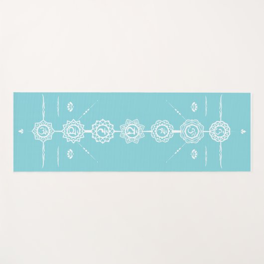Yoga mat guide 7 Chakraan blue design (Voorkant (horizontaal))