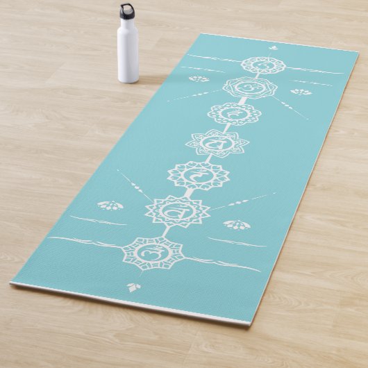 Yoga mat guide 7 Chakraan blue design (In situ)