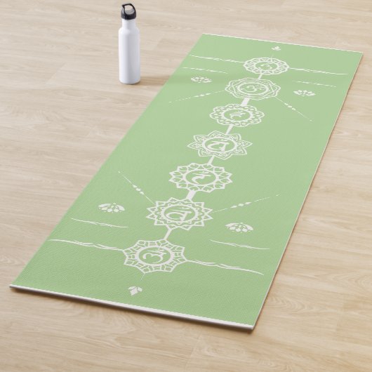 Yoga mat guide 7 Chakras green design (In situ)