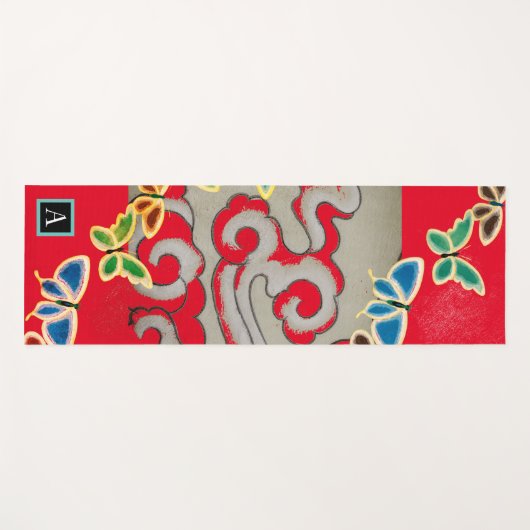 YOGA MAT JAPANESE CLOUDS BUTTERFLIES DIY INITIAAL (Voorkant (horizontaal))
