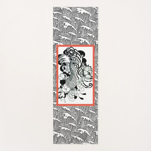Yoga Mat JAPANESE WAVE PATROON MET VIS (Voorkant)