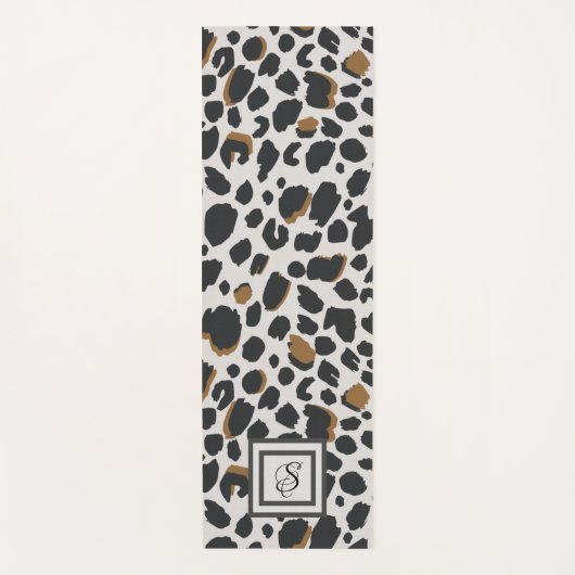 Yoga Mat - Leopard print met monogram (Voorkant)