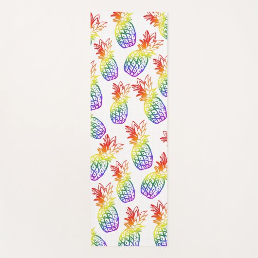 Yoga Mat met een levendige regenboog ananas (Voorkant)