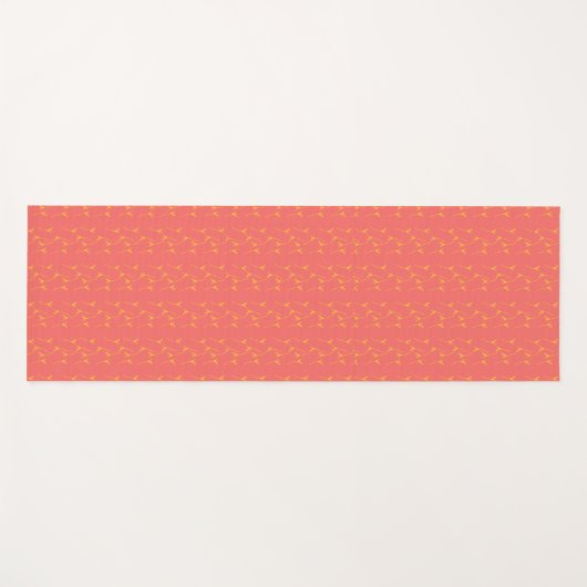 Yoga Mat met roze achtergrond en gele stengels (Voorkant (horizontaal))