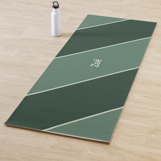 Yoga Mat - Personalised Green Stripes Pattern (In situ)