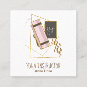 *~* Yoga Mat Yoga Instructeur Gouden Glitter Polyg Vierkante Visitekaartje