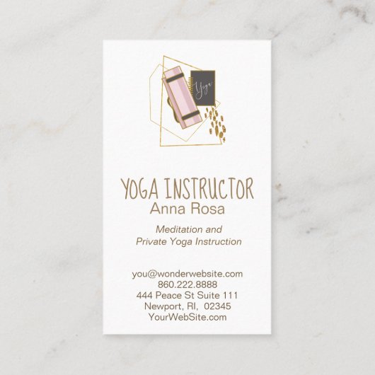 *~* Yoga Mat Yoga Instructeur Gouden Glitter Polyg Visitekaartje (Achterkant)
